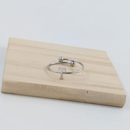 Anillo Plateado Inicial Personalizada