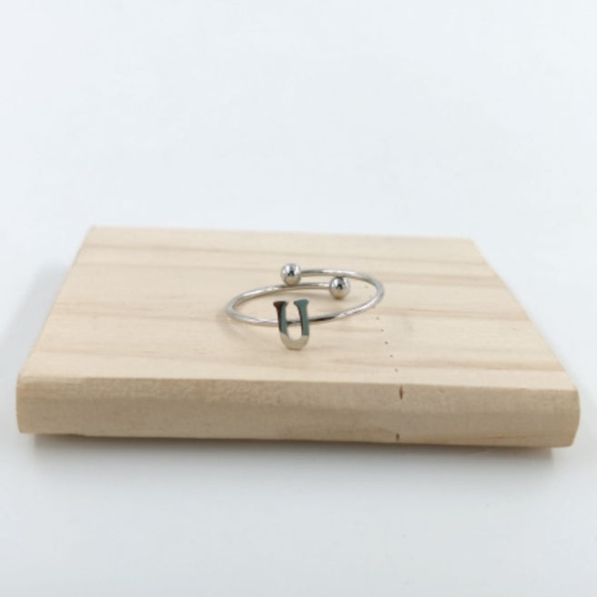Anillo Plateado Inicial Personalizada