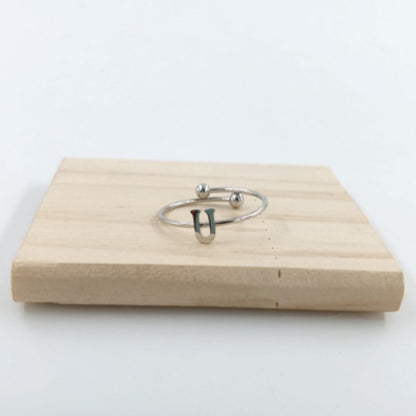 Anillo Plateado Inicial Personalizada