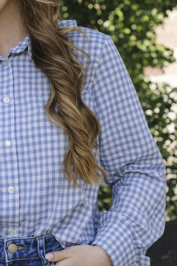 Camisa Cuello Bobo Azul