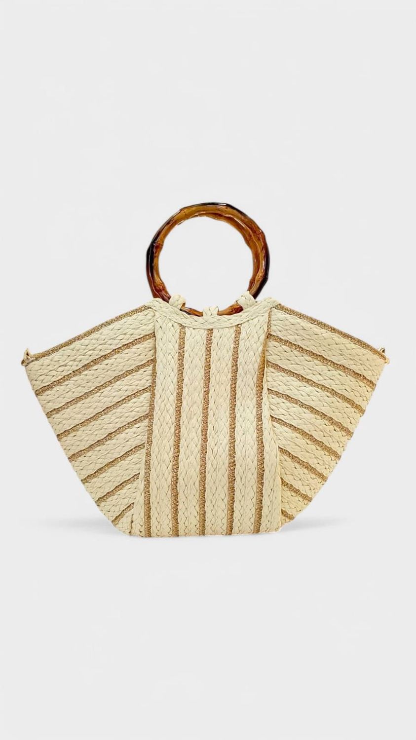 Capazo con asas de bambú, diseño Kuta exclusivo de Belorias.

