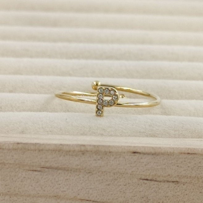 Anillo Dorado Inicial Personalizada Circonitas - Belorias