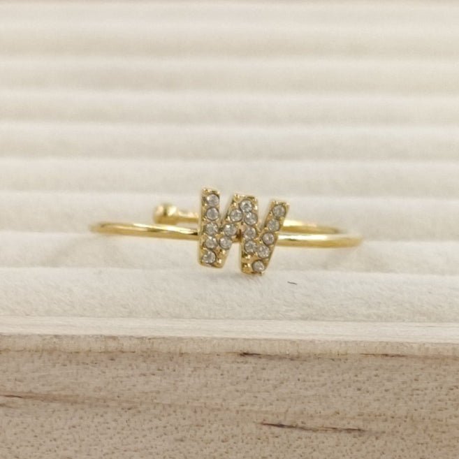 Anillo Dorado Inicial Personalizada Circonitas - Belorias