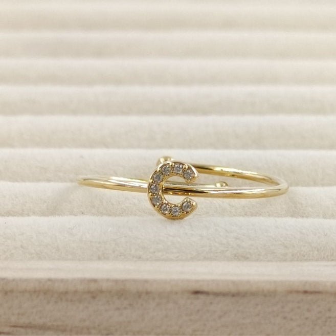 Anillo Dorado Inicial Personalizada Circonitas - Belorias