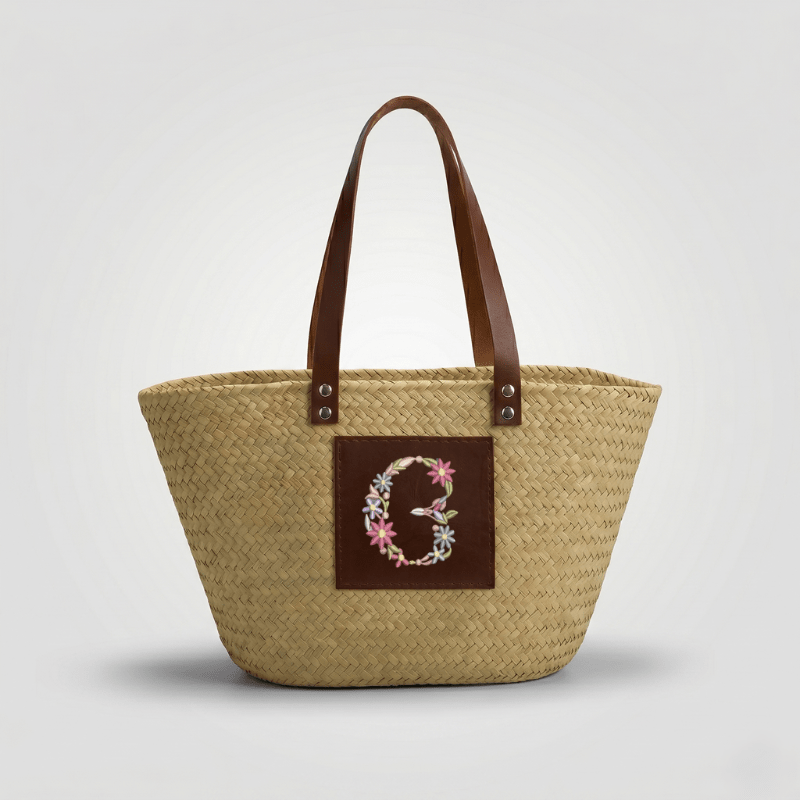 Capazo Personalizado con Inicial Floral (BORDADO INCLUIDO) - Belorias