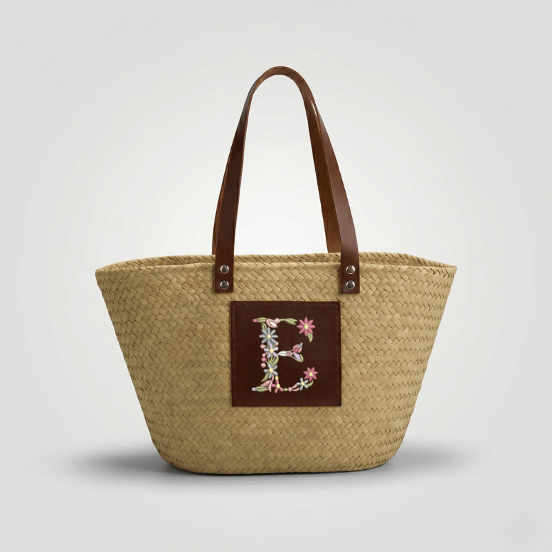 Capazo Personalizado con Inicial Floral (BORDADO INCLUIDO) - Belorias