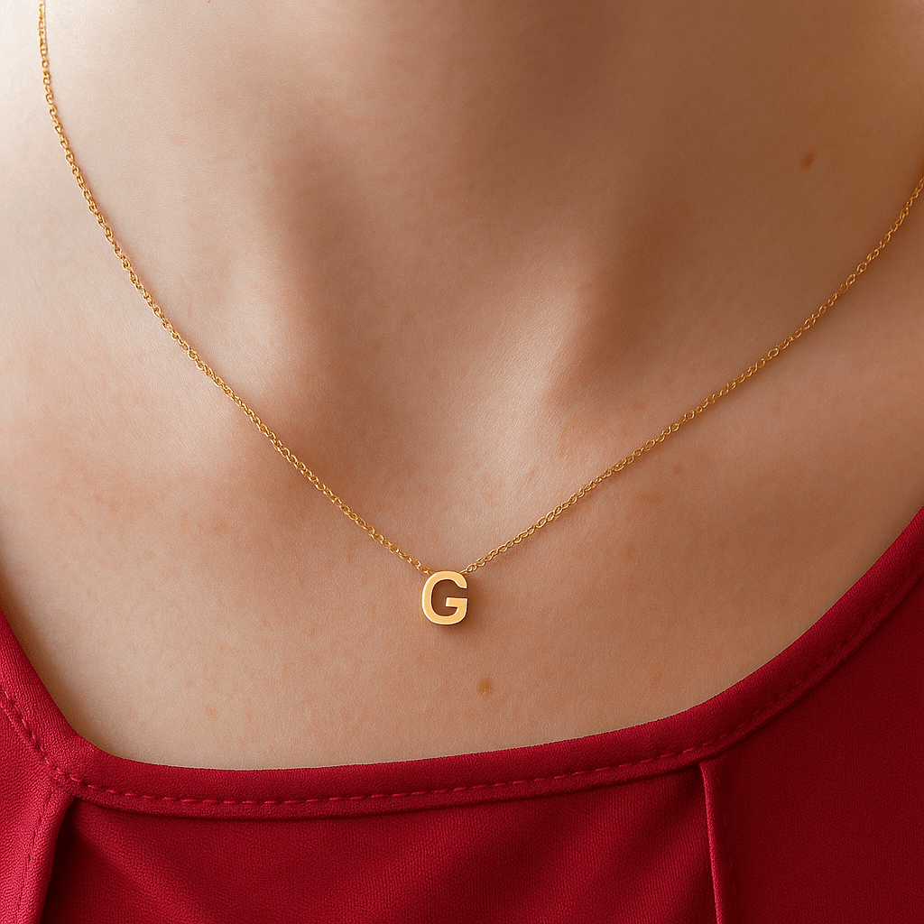Colgante Dorado Sencillo con Inicial Personalizada-Medium - Belorias