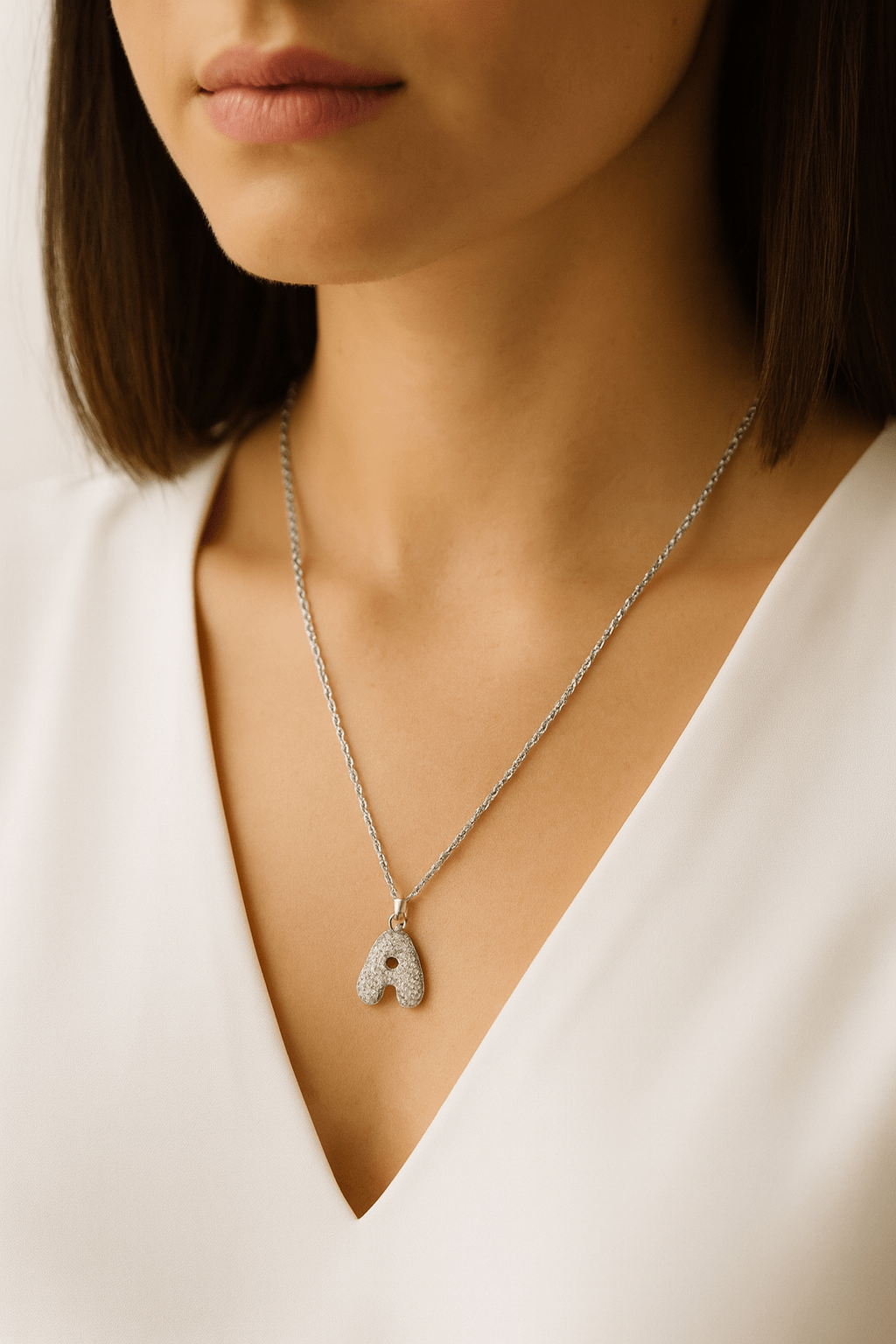 Colgante Plateado con Inicial Personalizada-Big - Belorias