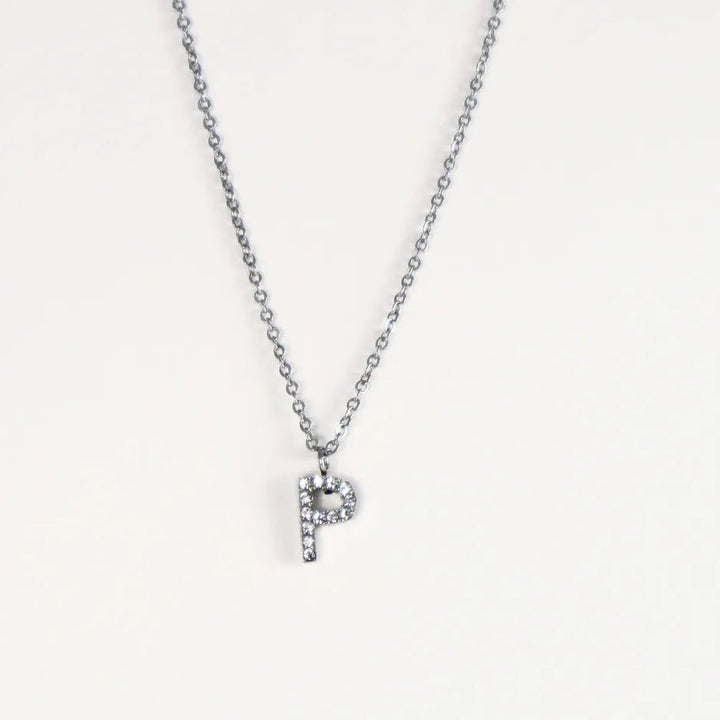 Colgante Plateado con Inicial Personalizada-Medium - Belorias