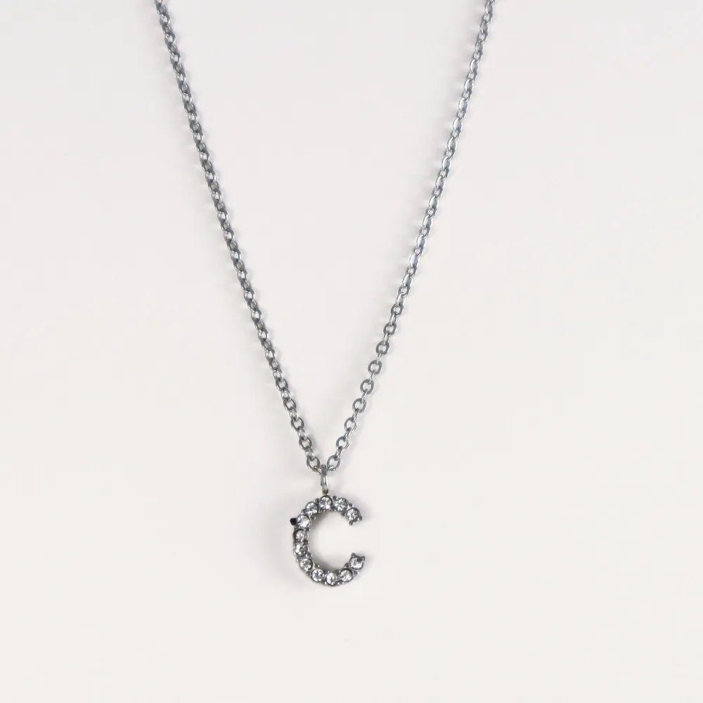 Colgante Plateado con Inicial Personalizada-Medium - Belorias