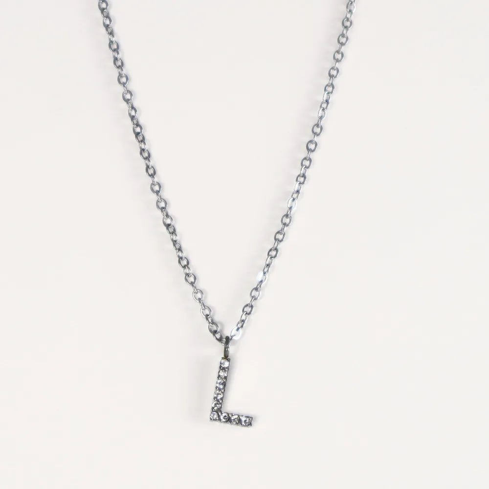 Colgante Plateado con Inicial Personalizada-Medium - Belorias