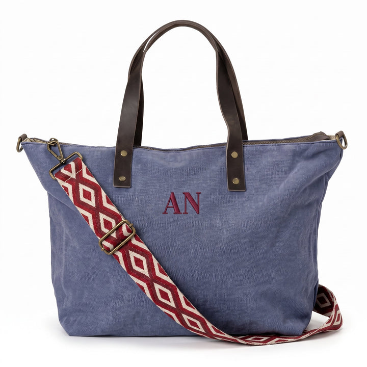 Set Ariosto Azul con bordado Granate - Belorias