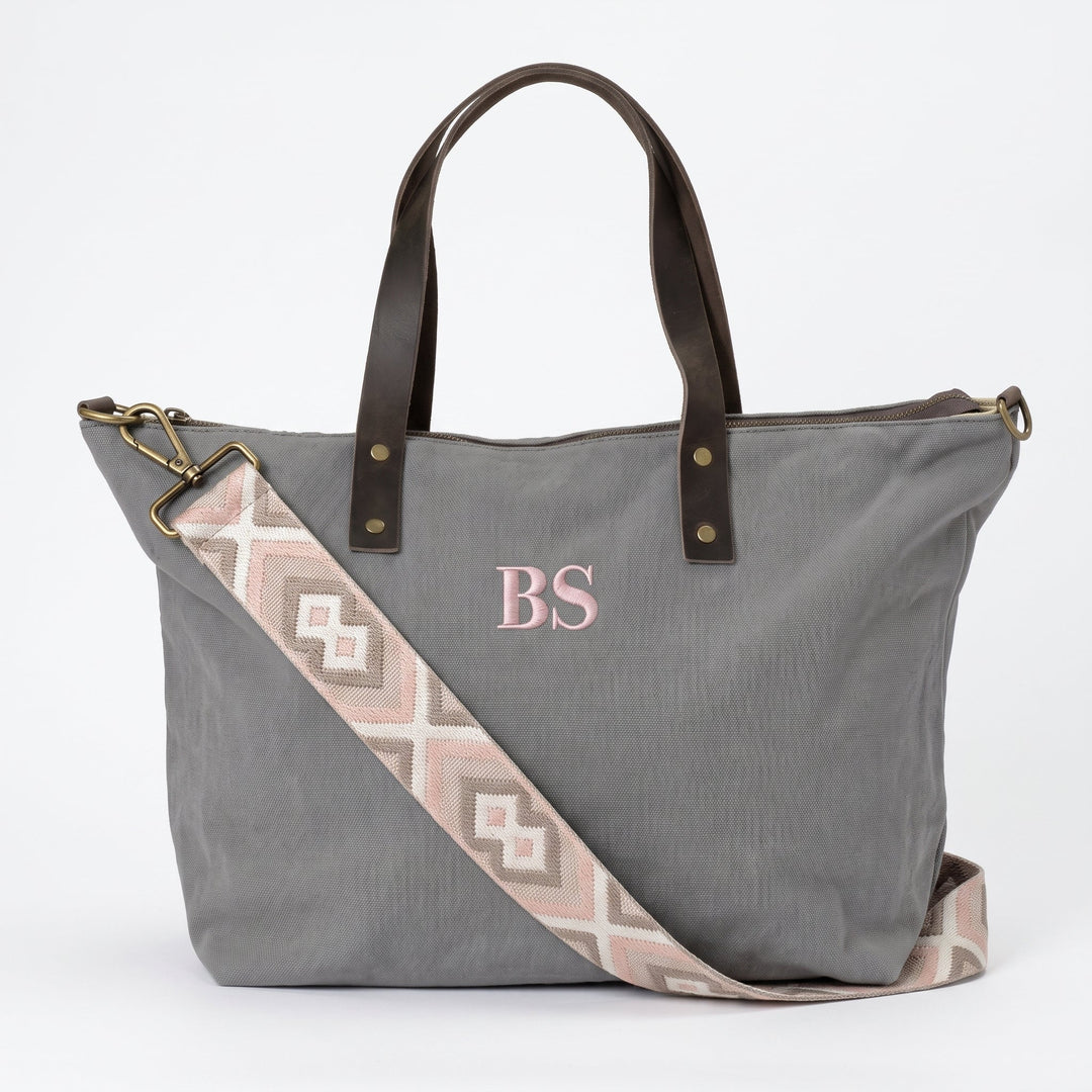 Set Ariosto Gris con Bordado Rosa claro - Belorias
