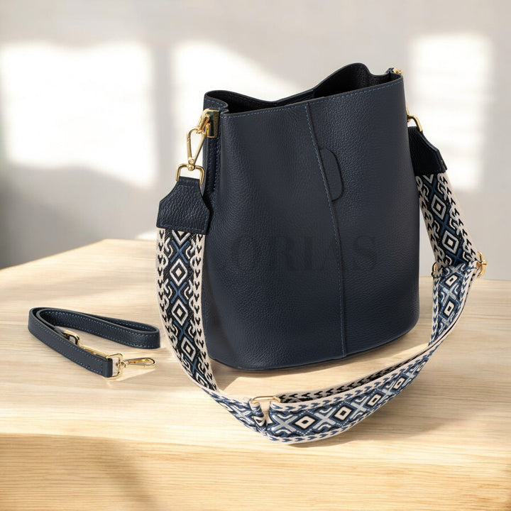 Bolso Dante de piel personalizado con iniciales bordadas