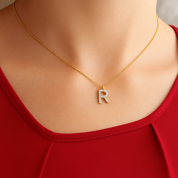 Colgante Dorado con Inicial Personalizada-Medium