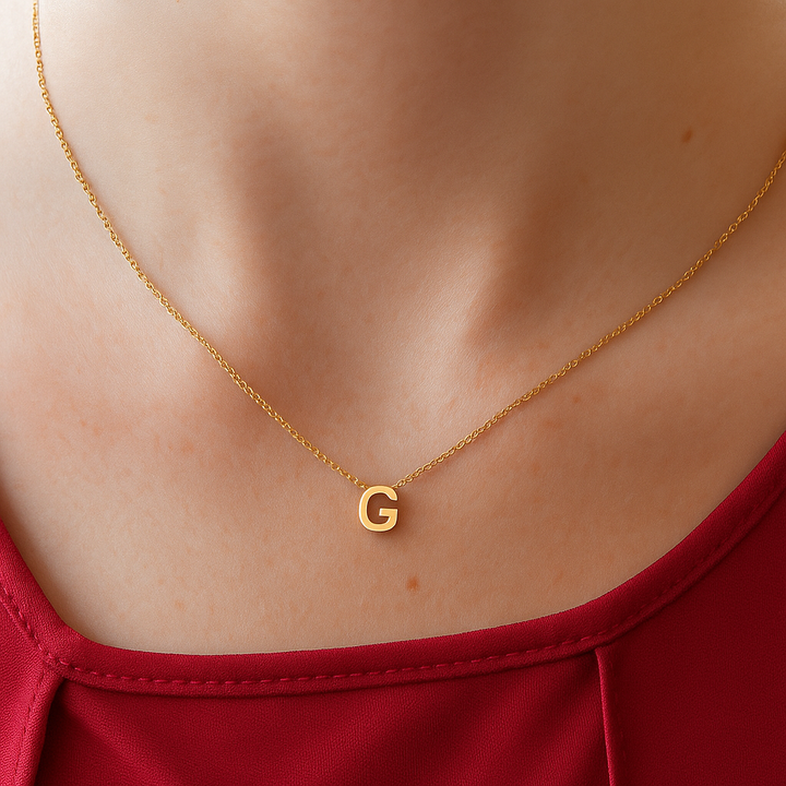 Colgante Dorado Sencillo con Inicial Personalizada-Medium