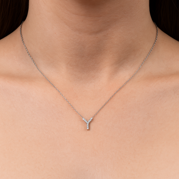 Colgante Plateado con Inicial Personalizada-Medium