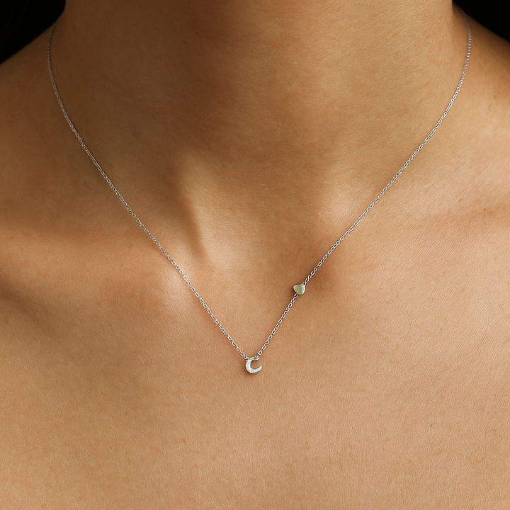 Colgante Plateado con Inicial Personalizada-Small