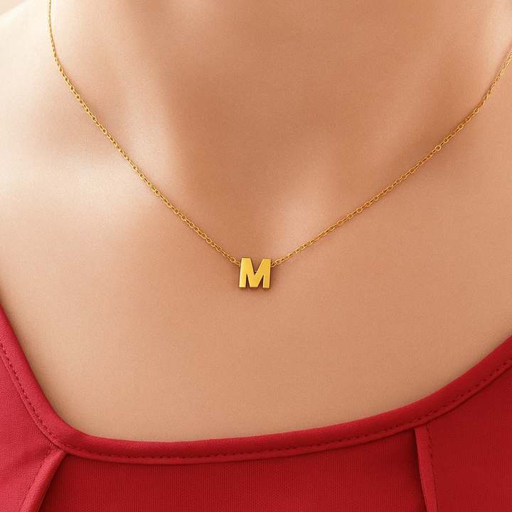 Colgante Dorado Sencillo con Inicial Personalizada-Medium