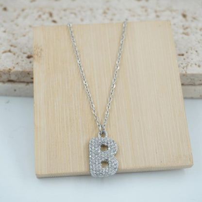 Colgante Plateado con Inicial Personalizada-Big