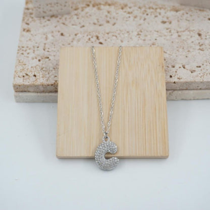 Colgante Plateado con Inicial Personalizada-Big