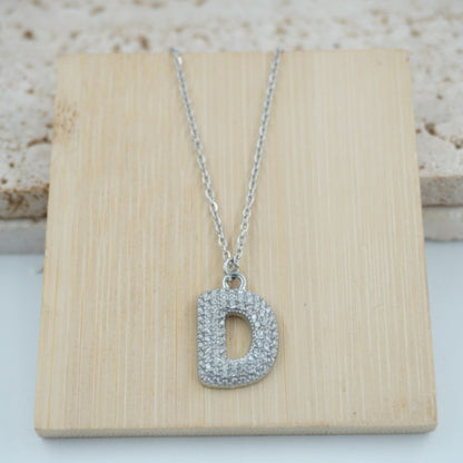 Colgante Plateado con Inicial Personalizada-Big
