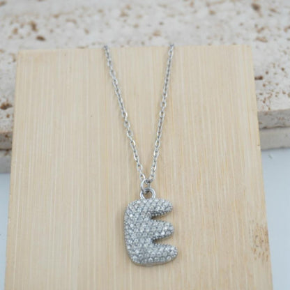 Colgante Plateado con Inicial Personalizada-Big