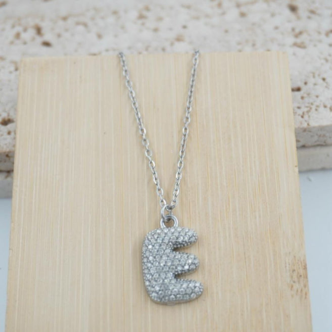Colgante Plateado con Inicial Personalizada-Big
