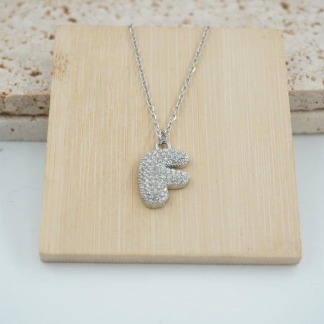Colgante Plateado con Inicial Personalizada-Big
