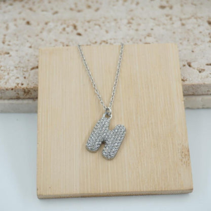 Colgante Plateado con Inicial Personalizada-Big