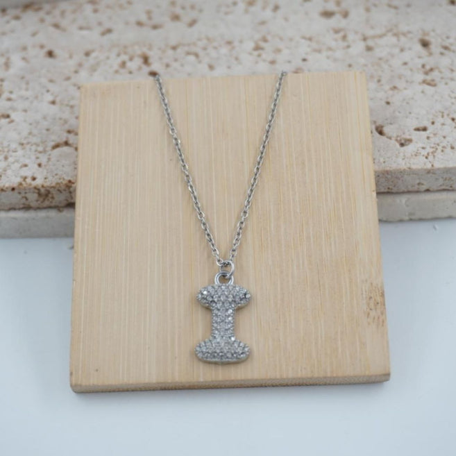 Colgante Plateado con Inicial Personalizada-Big