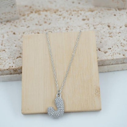 Colgante Plateado con Inicial Personalizada-Big