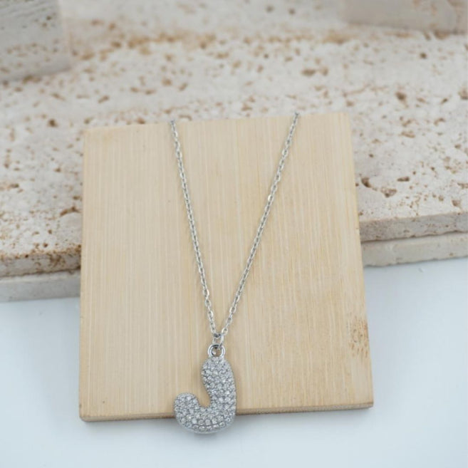 Colgante Plateado con Inicial Personalizada-Big