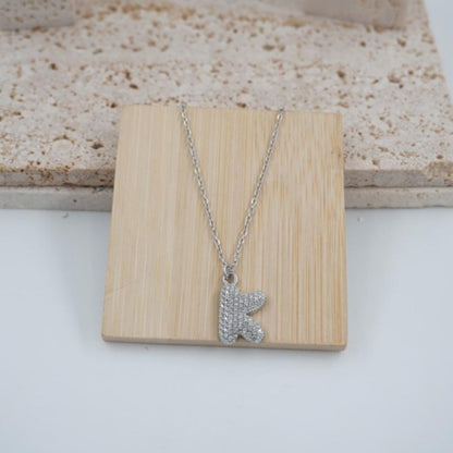 Colgante Plateado con Inicial Personalizada-Big