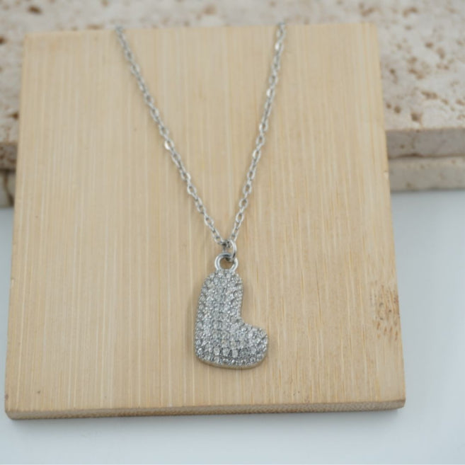 Colgante Plateado con Inicial Personalizada-Big