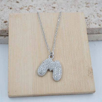 Colgante Plateado con Inicial Personalizada-Big