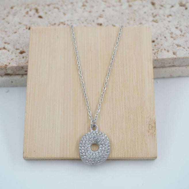 Colgante Plateado con Inicial Personalizada-Big