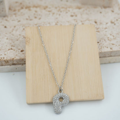 Colgante Plateado con Inicial Personalizada-Big