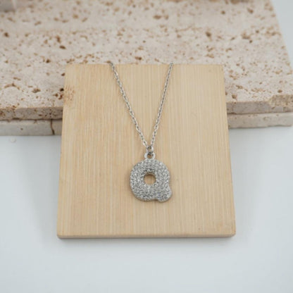 Colgante Plateado con Inicial Personalizada-Big