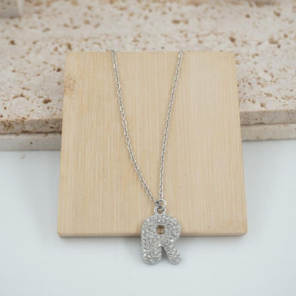 Colgante Plateado con Inicial Personalizada-Big