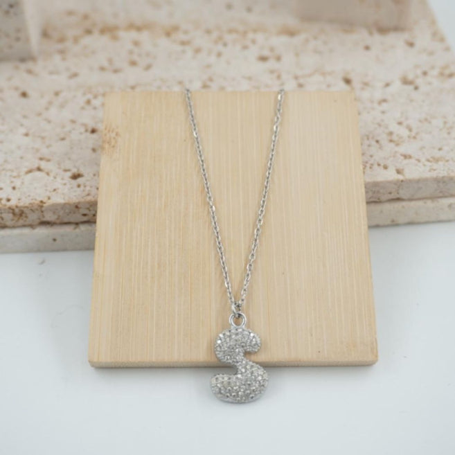 Colgante Plateado con Inicial Personalizada-Big