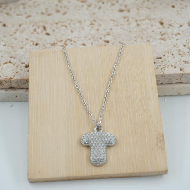 Colgante Plateado con Inicial Personalizada-Big