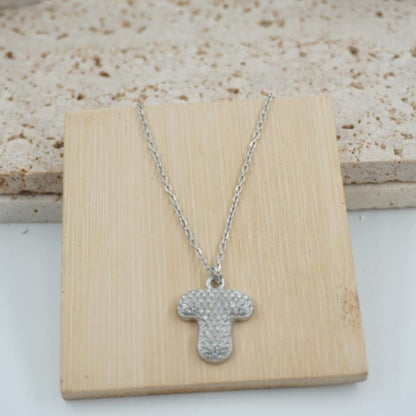 Colgante Plateado con Inicial Personalizada-Big