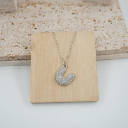 Colgante Plateado con Inicial Personalizada-Big