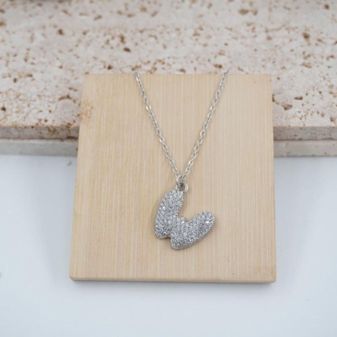 Colgante Plateado con Inicial Personalizada-Big