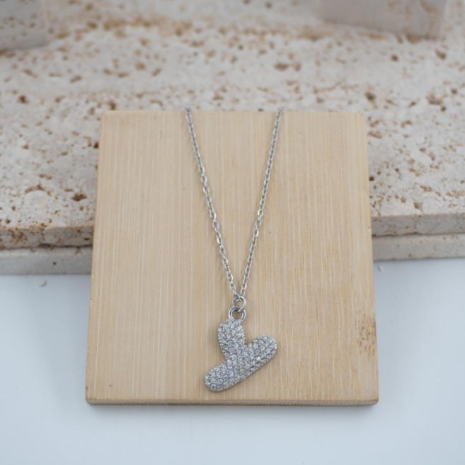 Colgante Plateado con Inicial Personalizada-Big