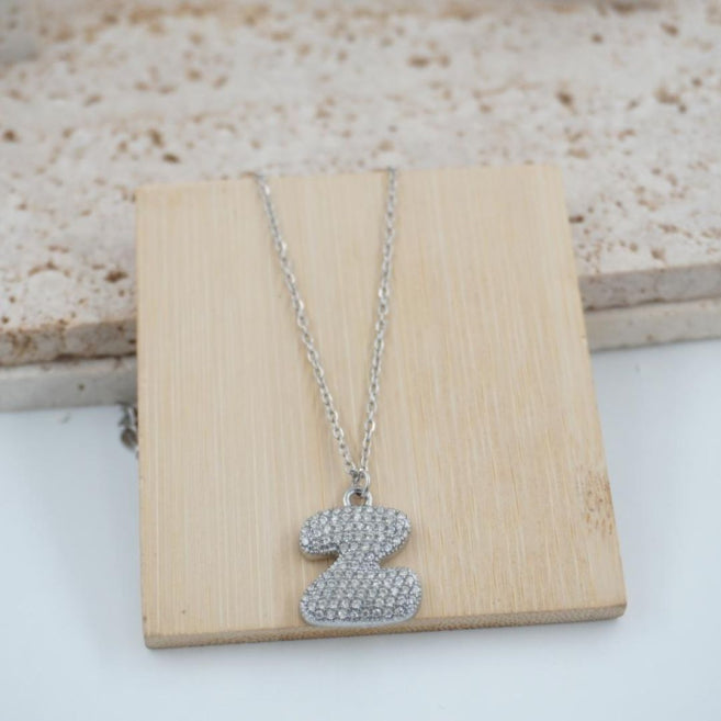 Colgante Plateado con Inicial Personalizada-Big