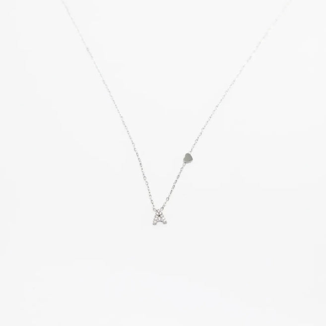 Colgante Plateado con Inicial Personalizada-Small