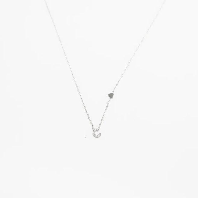 Colgante Plateado con Inicial Personalizada-Small