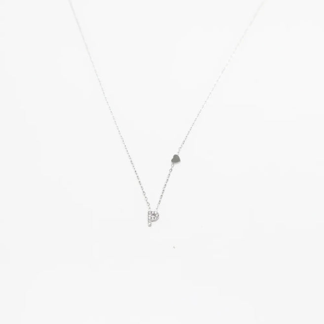 Colgante Plateado con Inicial Personalizada-Small
